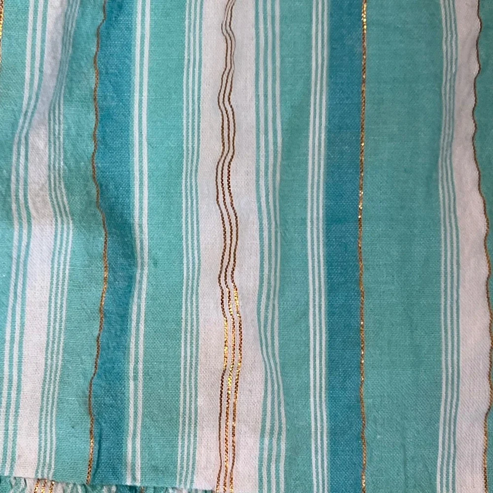 Gap‎ Kids Girls Turquoise Gold Metallic Striped Cross Back Tiered Dress S 6-7